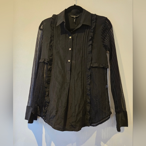 Marissa Webb Black Ruffle Blouse Size Small - Picture 3 of 11